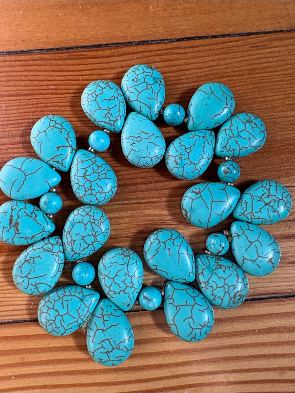 Turquoise Teardrop Stretch Bracelet - Unbranded